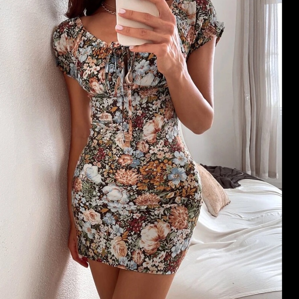 Mini floral smocked dress